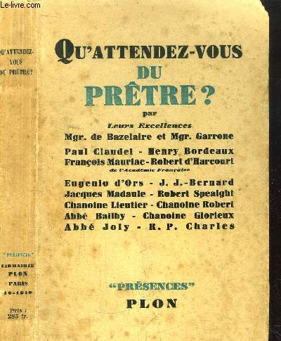 QU'ATTENDEZ-VOUS DU PRETRE ? - COLLECTION 