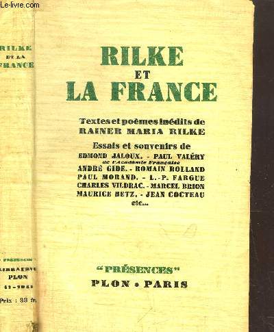 RILKE ET LA FRANCE - COLLECTION 