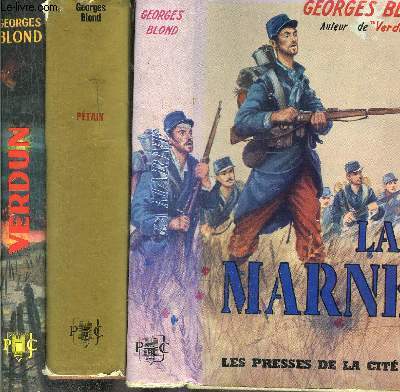 LOT DE 3 LIVRES : SOMMAIRE DES TITRES : LA MARNE - PETAIN -VERDUN