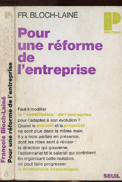 POUR UNE REFORME DE L'ENTREPRISE - COLLECTION POLITIQUE N8