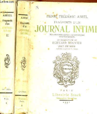 FRAGEMENTS D'UN JOURNAL INTIME - 2 VOLUMES - TOMES I+II