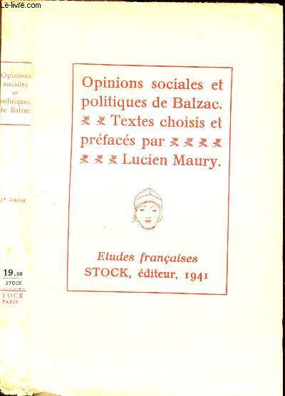 BALZAC - OPINIONS SOCIALES ET POLITIQUES SUIVI DE PENSEES DIVERSES