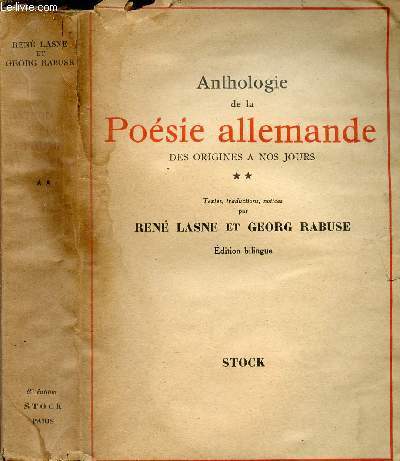 ANTHOLOGIE DE LA POESIE ALLEMANDE