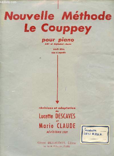 NOUVELLE METHODE LE COUPPEY POUR PIANO