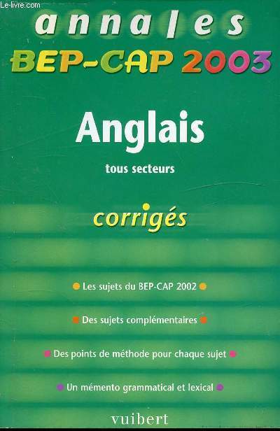 ANNALES BEP-CAP 2003 - ANGLAIS
