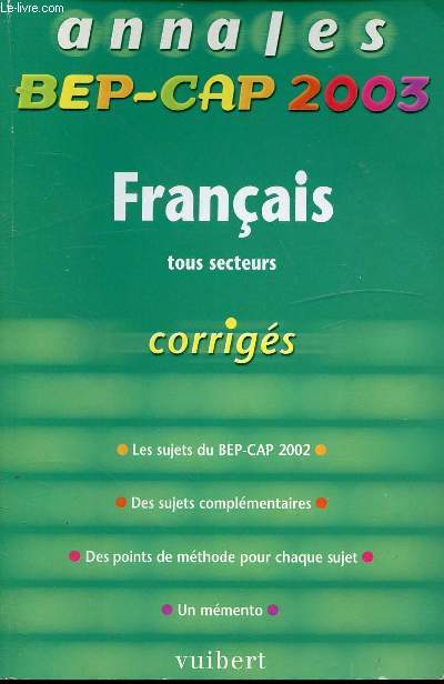 ANNALES BEP-CAP 2003 - FRANCAIS