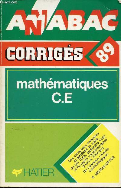 ANABAC CORRIGES 89 - MATHEMATIQUES C.E