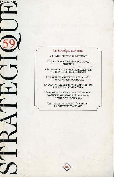 STRATEGIQUE N59 - LA STRATEGIE AERIENNE - 3e TRIMESTRE 1995