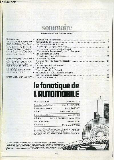 LE FANATIQUE DE L'AUTOMOBILE N149 - FEVRIER 1981