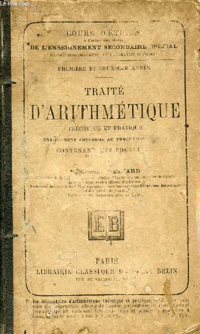TRAITE D'ARITHMETIQUE - THEORIQUE ET PRATIQUE