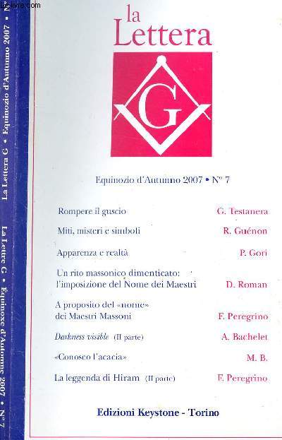 LA LETTERA G - EQUINOZIO N7