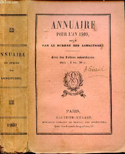 ANNUAIRE POUR L'AN 1909