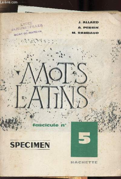 MOTS LATINS - FASCICULE N5 - SPECIMEN