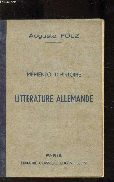MEMENTO D'HISTOIRE LITTERATURE ALLEMANDE