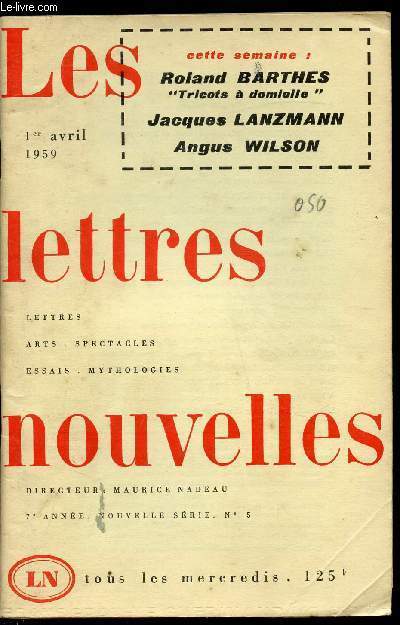 Les lettres nouvelles - 1er avril 1959 -