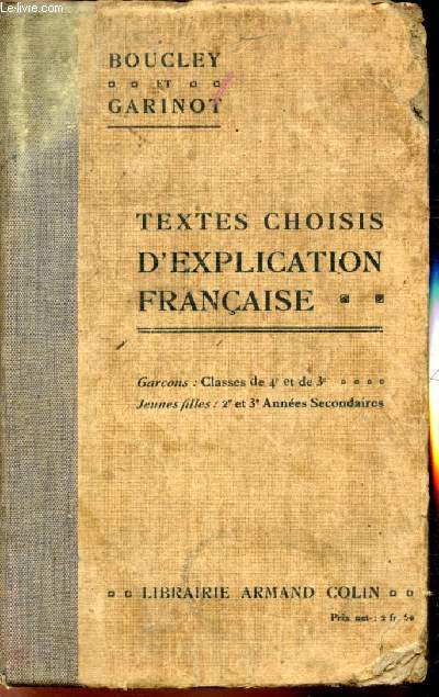 Textes choisis d'explication franaise