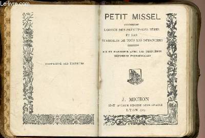 Petit missel n263 contenant l'office des principales ftes et les vangiles de tous les dimanches-