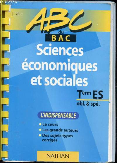 ABC du BAC - Sciences conomiques et sociales - Term ES - L'indispensable