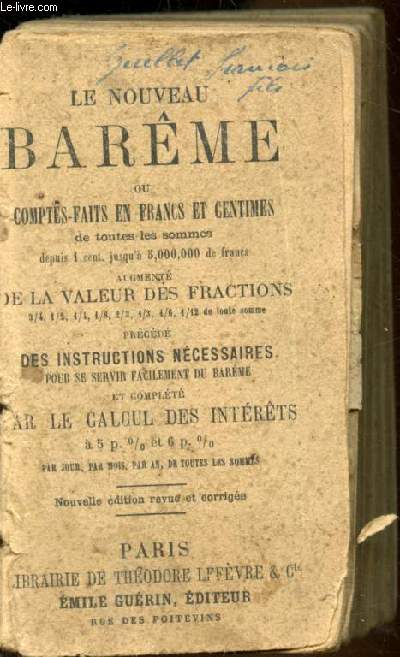 Le nouveau barme ou comptes-faits en francs et centimes