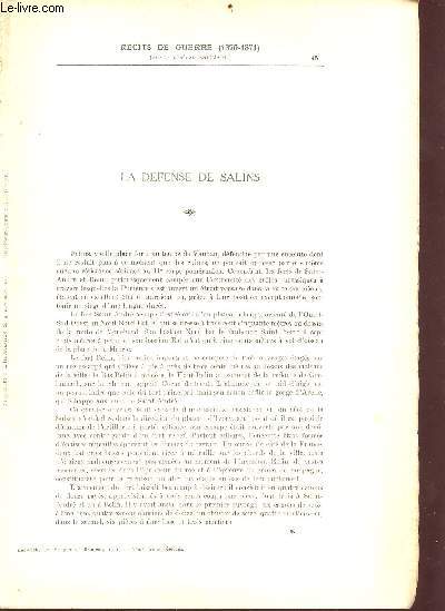 La dfence de salins - Rcit de guerre 1870-1871- supplment  l'Illustration du 4 novembre 1911