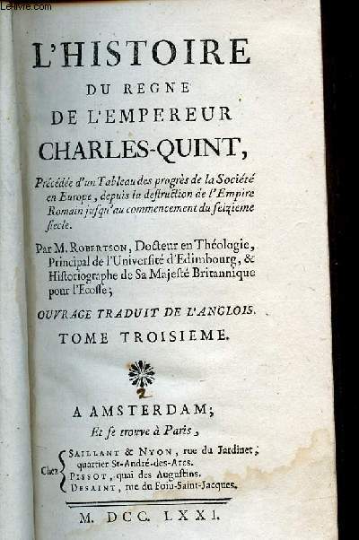 L'histoire du rgne de l'empereur charles-quint - tome troisime