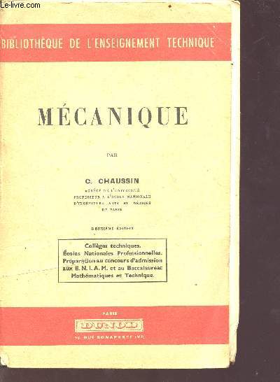 Mcanique - 2e dition - Collection bibliothque de l'enseignement technique