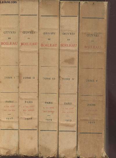 Oeuvres de Boileau en 5 tomes (tomes 1+2+3+4+5) - complet