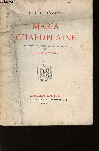 Maria Chapdelaine - rcit du canada franais - exemplaire n863