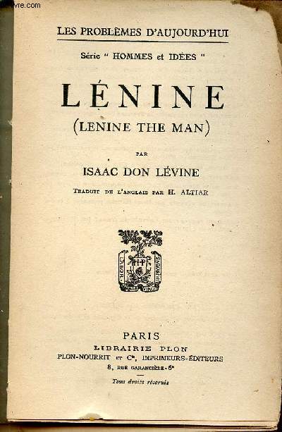 Lnine (Lnine the man) - collection les problmes d'aujourd'hui srie 
