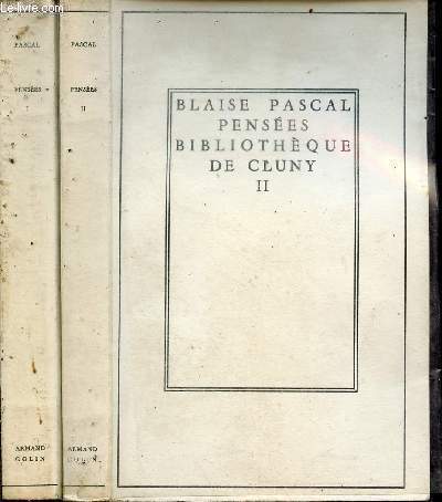 Penses en 2 tomes ( tomes 1+2) - collection bibliothque de Cluny