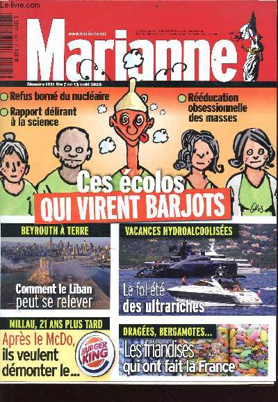 Marianne n1221 du 7 au 13 aot 2020 - Sommaire : Refus born du nuclaire, rapport dlirant  la science, rducation obsessionnelle des masses, ces colos qui virent barjots, Beyrouth  terre: comment le Liban peut se relever, vacances hydroalcoolises: