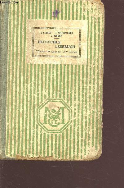 Jahrgang Fnfter - Deutsches Lesebuch - classe de seconde - 5e anne - 6e dition conforme aux programmes de 1925