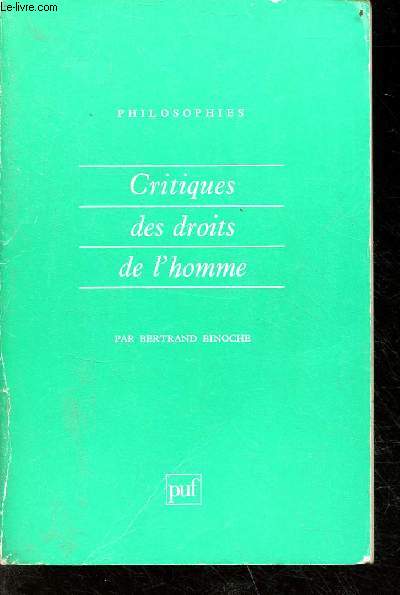 Critiques des droits de l'homme - collection philosophies