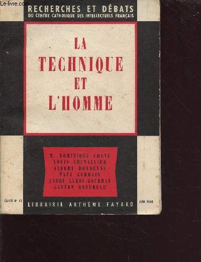 La technique et l'homme - collection recherche et dbats cahier n31