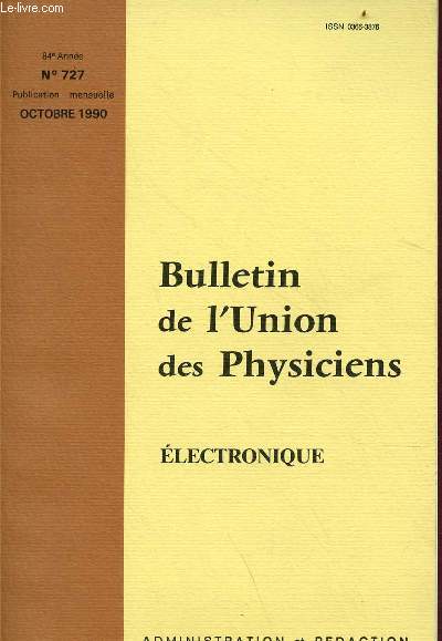 Bulletin de l'union des physiciens n727 - octobre 1990 - lectronique
