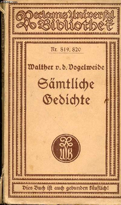 Smtliche Gedichte - Collection Reclams universal bibliothet'n819,820