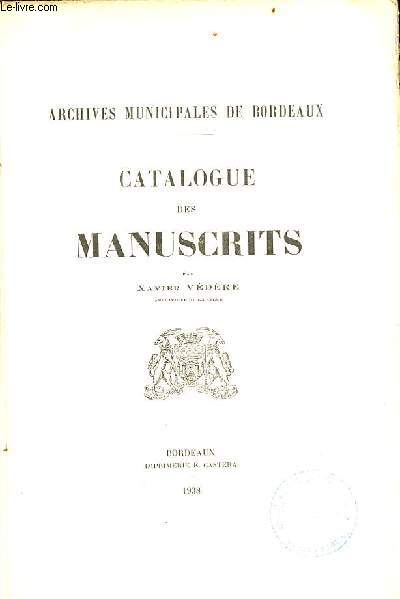 Archives municipales de Bordeaux - Catalogue des manuscrits.