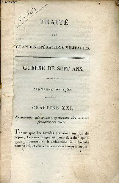 Trait des grandes oprations militaires - guerre de sept ans - campagne de 1760-1761-1762 - Volume 3 chapitre 21  35.