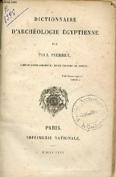 Dictionnaire d'archologie gyptienne.