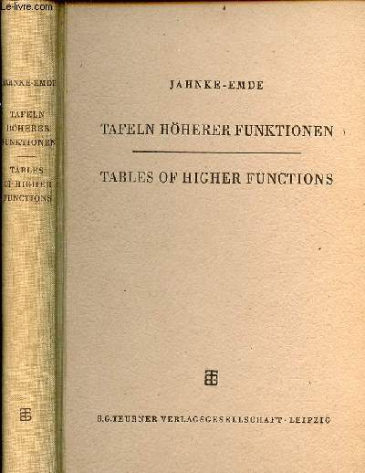Tables of highers functions fifth edition / Tafeln hherer funktionen fnfte auflage.