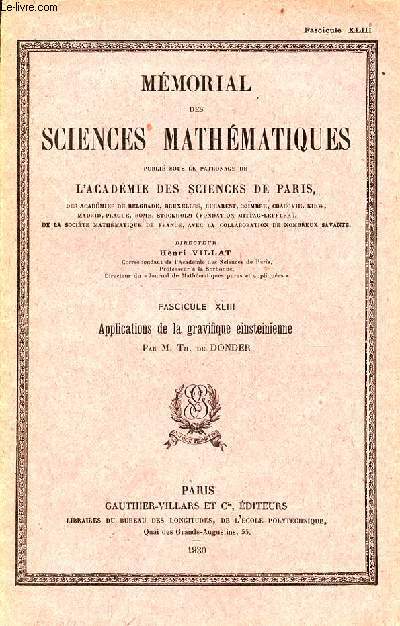 Mmorial des sciences mathmatiques - Fascicule XLIII : Applications de la gravifique einsteinienne.
