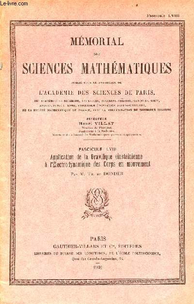 Mmorial des sciences mathmatiques - Fascicule LVIII : Application de la gravifique einsteinienne  l'lectrodynamique des corps en mouvement.