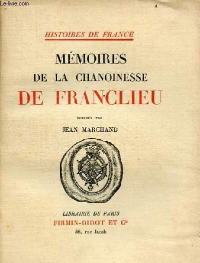 Mmoires de la Chanoinesse de Franclieu.