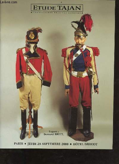 Catalogue de ventes aux enchres Armes anciennes, souvenirs des gardes royales et impriales,exceptionnel uniforme de capitaine du 1st foot guard (recueilli  Waterloo) Paris Htel drouot jeudi 28 septembre 2000.