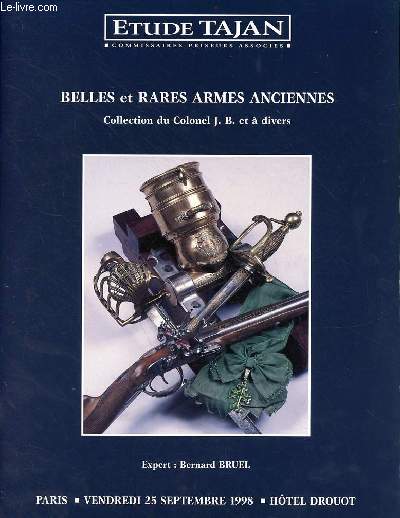 Catalogue de ventes aux enchres Collection du Colonel J.B. et  divers plusieurs pices provenant de la collection de Ch.Aries - Paris Htel Drouot salle 1 - Vendredi 25 septembre 1998.