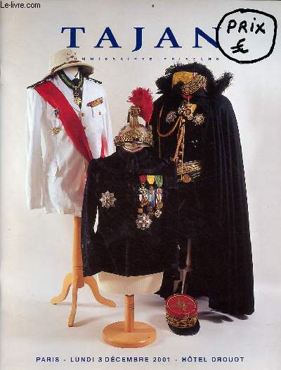 Catalogue de ventes aux enchres Souvenirs historiques et armes anciennes collection du Gnral B.et  divers amateurs - Lundi 3 dcembre 2001 htel drouot salle 4.