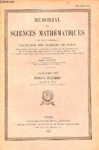 Formules Stokiennes - Mmorial des sciences mathmatiques fascicule XVI.