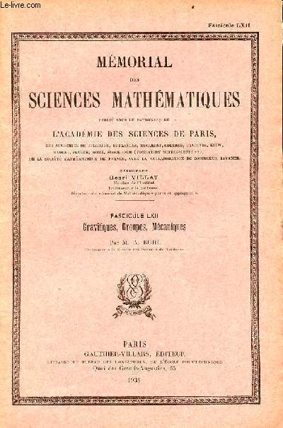 Gravifiques, groupes, mcaniques - Mmorial des sciences mathmatiques fascicule LXII.