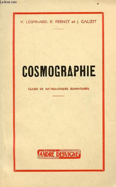 Cosmographie classe de mathmatiques lmentaires.
