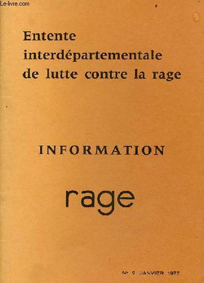 Entente interdpartementale de lutte contre la rage - information rage n2 janvier 1977 - Connaissance du renard.